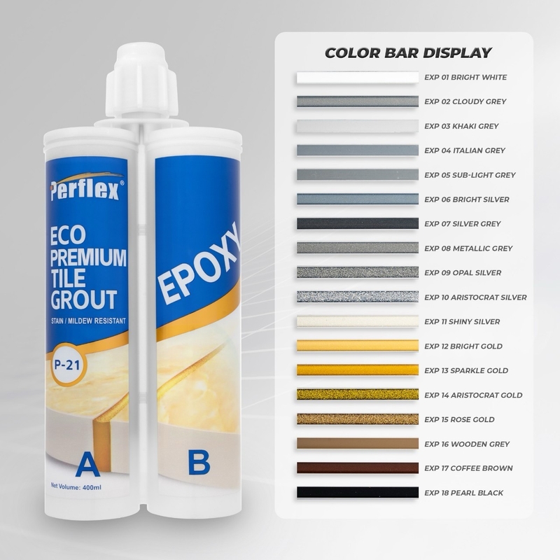 P-21 glossy and matt eco-epoxy tile grout, anti-mould, eco-friendly, stain-resistant, waterproof